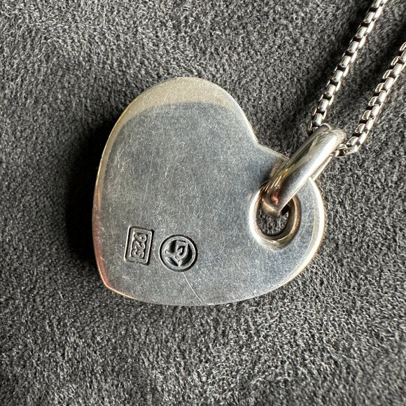 David Yurman Large Pink Heart Pendant Necklace w/ Rhodonite & White Diamonds 18" - Picture 11 of 16